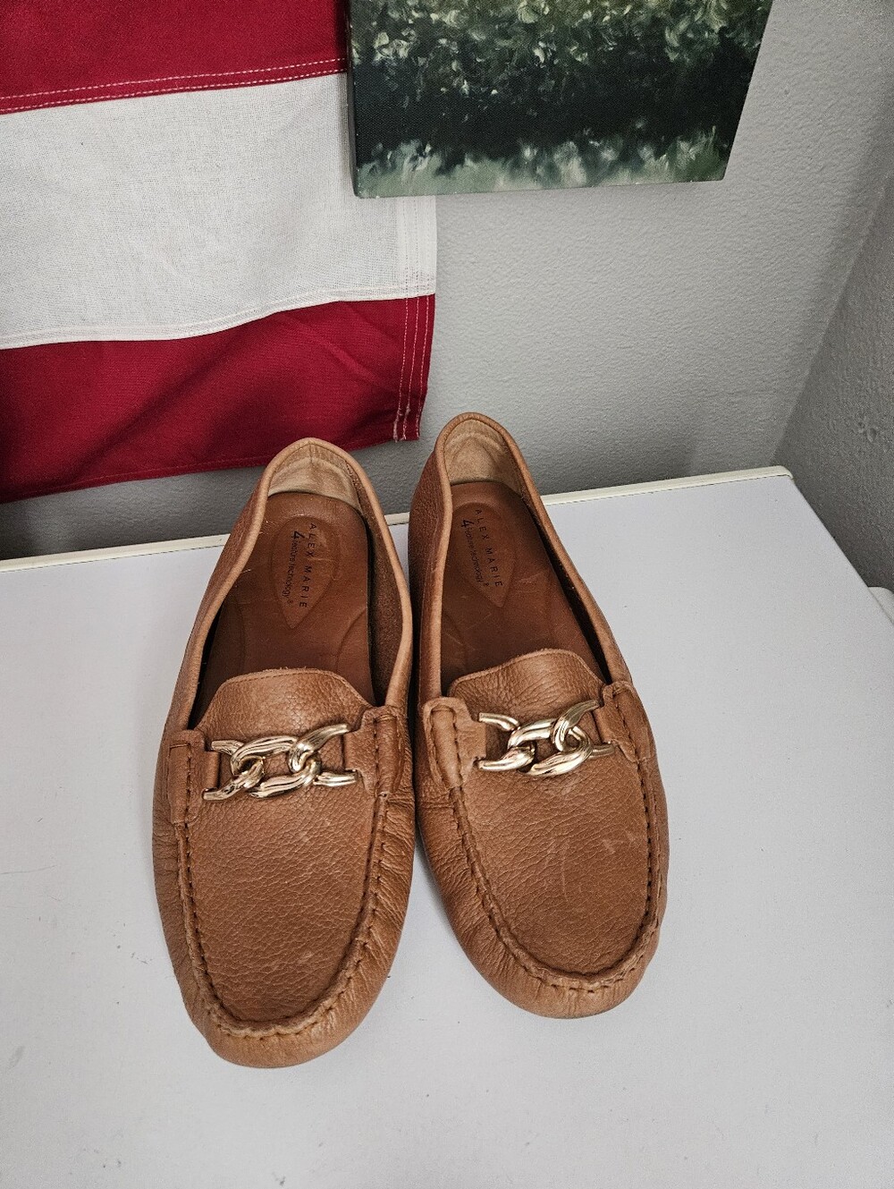 Alex Marie Leather DARLA Slip On Loafers Moccasins Size 10 Gold
